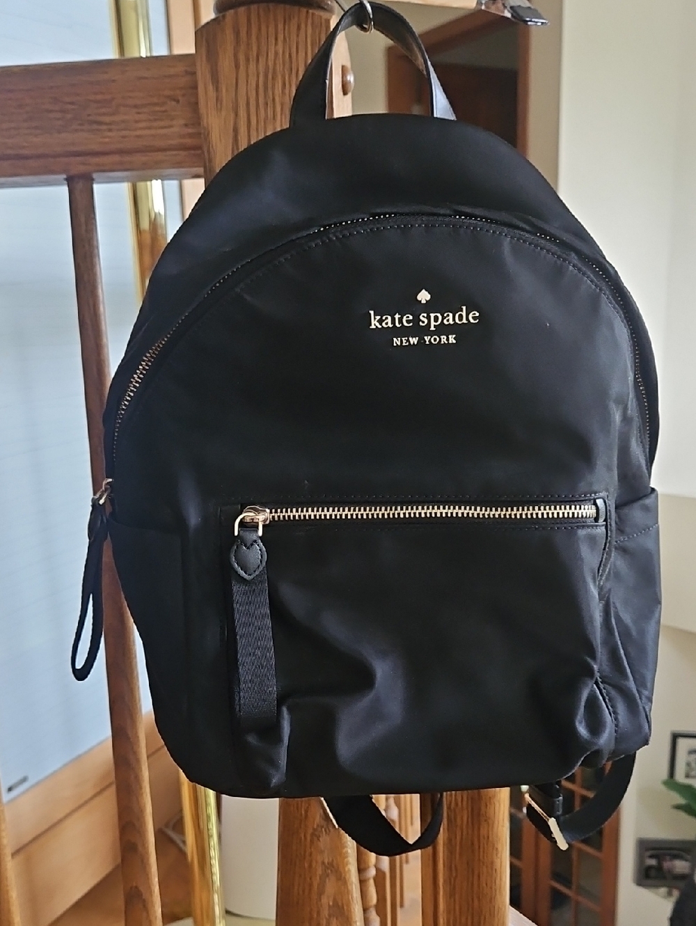 kate spade Black Nylon Dome Backpack with Gold Hardware